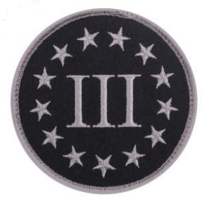 Three Percenter Tactical combat Patch 3.75 inch hook PATCH 